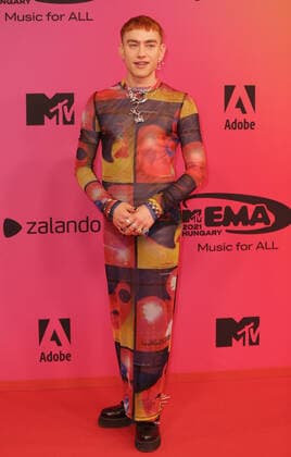 Olly Alexander arrives at the MTV Europe Music Awards in Budapest, Hungary on Sunday, November 14, 2021.  HUN20211114015 SVENxHOOGERHUIS