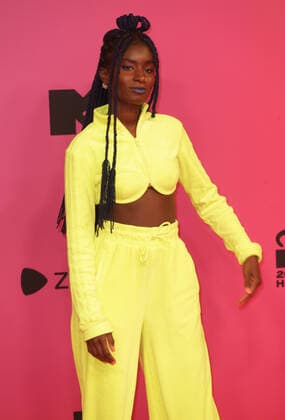 Oumi Janta arrives at the MTV Europe Music Awards in Budapest, Hungary on Sunday, November 14, 2021.  HUN20211114026 SVENxHOOGERHUIS