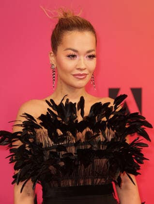 Rita Ora arrives at the MTV Europe Music Awards in Budapest, Hungary on Sunday, November 14, 2021.  HUN20211114020 SVENxHOOGERHUIS
