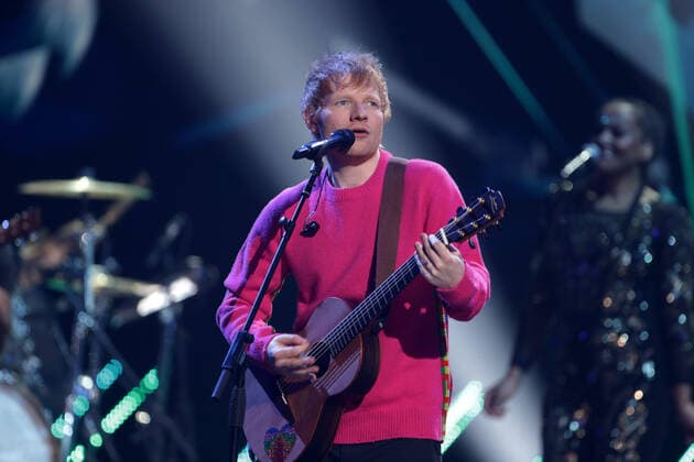 Ed Sheeran performs at the MTV Europe Music Awards in Budapest, Hungary on Sunday, November 14, 2021.  HUN20211114041 SVENxHOOGERHUIS