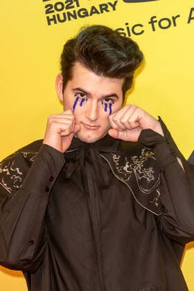 November 14, 2021, Budapest, Hungary: Gjon s Tears attends the 2021 MTV EMAs, Europe Music Awards, at Papp Laszlo Budapest Sports Arena in Budapest, Hungary, on 14 November 2021. Photo: Budapest Hungary - ZUMAm179 20211114_zep_m179_034 Copyright: xAlecxMichaelx