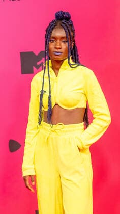 November 14, 2021, Budapest, Hungary: Oumi Janta attends the 2021 MTV EMAs, Europe Music Awards, at Papp Laszlo Budapest Sports Arena in Budapest, Hungary, on 14 November 2021. Photo: Budapest Hungary - ZUMAm179 20211114_zep_m179_080 Copyright: xAlecxMichaelx