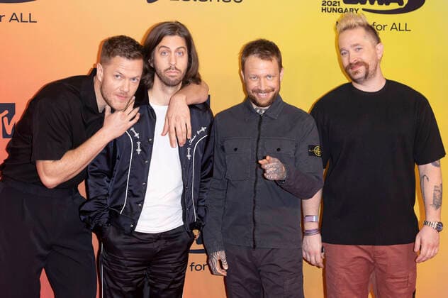 Dan Reynolds, Daniel Wayne Sermon, Ben McKee and Daniel Platzman of Imagine Dragons at the 2021 MTV European Music Awards at Laszlo Papp Sports Arena Budapest, 14 11 2021. Foto:xR.xWagnerx xFuturexImage