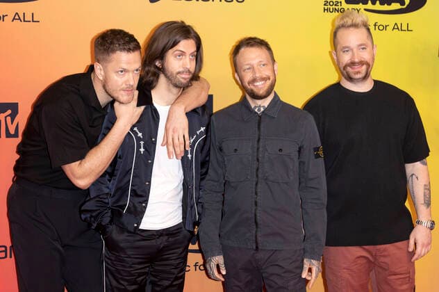 Dan Reynolds, Daniel Wayne Sermon, Ben McKee and Daniel Platzman of Imagine Dragons at the 2021 MTV European Music Awards at Laszlo Papp Sports Arena Budapest, 14 11 2021. Foto:xR.xWagnerx xFuturexImage