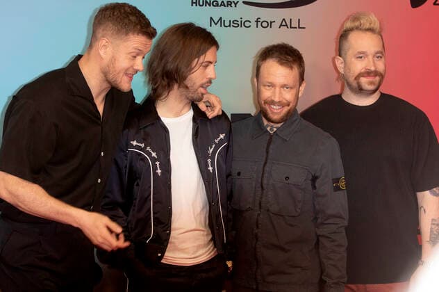 Dan Reynolds, Daniel Wayne Sermon, Ben McKee and Daniel Platzman of Imagine Dragons at the 2021 MTV European Music Awards at Laszlo Papp Sports Arena Budapest, 14 11 2021. Foto:xR.xWagnerx xFuturexImage
