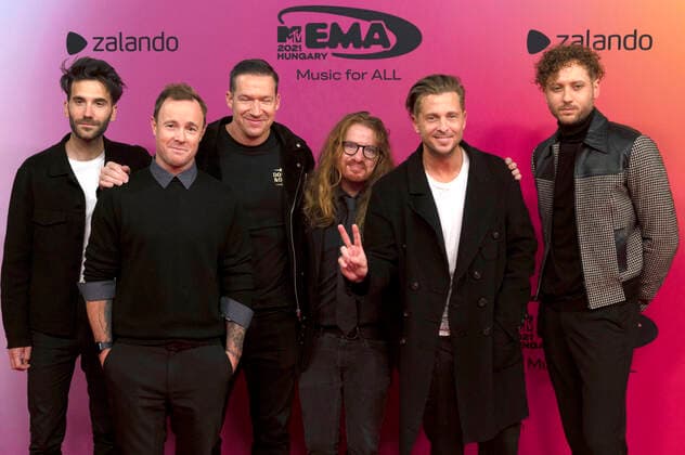 Brian Willett, Eddie Fisher, Zach Filkins, Drew Brown, Ryan Tedder and Brent Kutzle of OneRepublic at the MTV European Music Awards 2021 at Laszlo Papp Sports Arena Budapest, 14 11 2021. Foto:xR.xWagnerx xFuturexImage