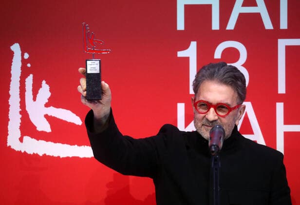 MOSCOW, RUSSIA - NOVEMBER 17, 2021: Russian artist Grigory Grisha Bruskin attends a ceremony to present the 2021 Kandinsky Prize at the Museum of Modern Art. Sergei Fadeichev TASS  TS118402