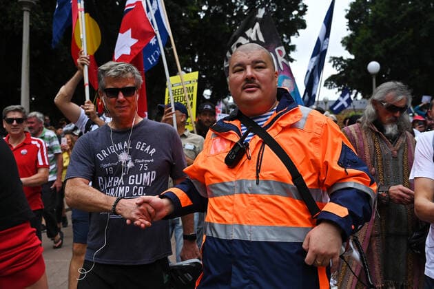 COVID19 FREEDOM RALLY SYDNEY, Simeon Boikov, also known as Aussie Cossack, participates in The Worldwide Rally for Freedom protest against mandatory vaccinations and lockdown measures in Sydney, Saturday, November 20, 2021. The Worldwide Rally for Freedom is a day of rallies purportedly for freedom across many countries, including Australia. ( NO ARCHIVING, EDITORIAL USE ONLY, NO USE IN BOOKS WITHOUT CONSENT SYDNEY NSW AUSTRALIA  Copyright: xSTEVENxSAPHOREx 20211120001598413307