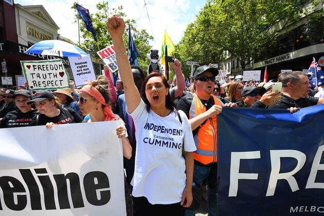 COVID19 FREEDOM RALLY MELBOURNE, Catherine Cumming MP is seen during the The Worldwide Rally for Freedom protest against mandatory vaccinations and lockdown measures in Melbourne, Saturday, November 20, 2021. The Worldwide Rally for Freedom is a day of rallies purportedly for freedom across many countries, including Australia. ( NO ARCHIVING, EDITORIAL USE ONLY, NO USE IN BOOKS WITHOUT CONSENT MELBOURNE VIC AUSTRALIA  Copyright: xJAMESxROSSx 20211120001598426001
