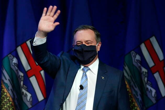 November 20, 2021, Calgary, ab, Canada: Alberta Premier Jason Kenney arrives on stage to speak at the United Conservative Party annual meeting in Calgary, Alta., Saturday, Nov. 20, 2021. Calgary Canada  - ZUMAc35_ 20211120_zaf_c35_013 Copyright: xLarryxMacdougalx