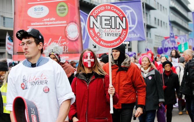 Photo Manuel Geisser 20 11 2021 Zurich Corona Demo Zurich Demonstration against the Covid Law Helvetia Trychler