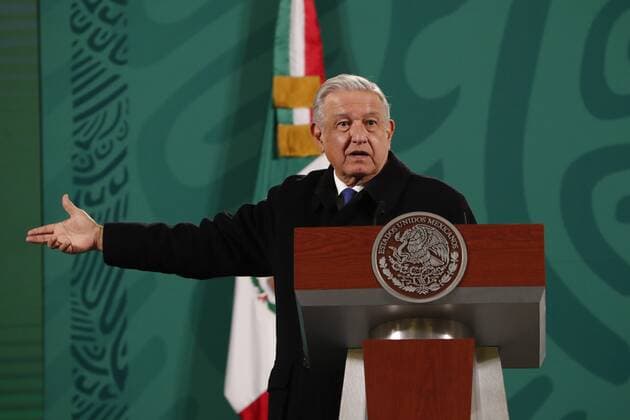 The President of Mexico Andres Manuel Lopez Obrador offers a morning press conference, at the National Palace in Mexico City, Mexico, 22 November 2021. Lopez Obrador expressed this Monday that he will support the man or the woman who wins the poll of his party, the National Regeneration Movement (Morena), to succeed him in 2024. Press conference of President Lopez Obrador !ACHTUNG: NUR REDAKTIONELLE NUTZUNG!  Copyright: xJosexMendezx MEX7631 20211122-0b8c234ee6a3c2d325ff4104dac329dd0dbc3612