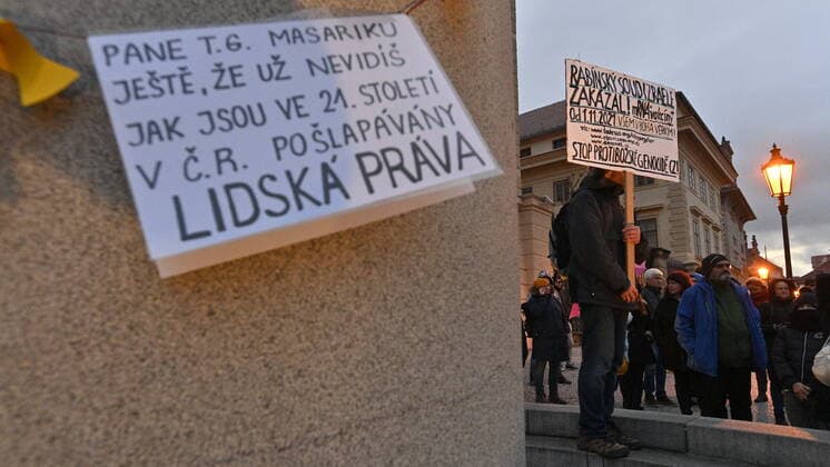 People joined a march against the government COVID-19 restrictions organised by the We Will Open Czechia-Dog Croaked movement in Prague, Czech Republic, November 22, 2021. (CTKxPhoto MichalxKamaryt) CTKPhotoP2021112206909 