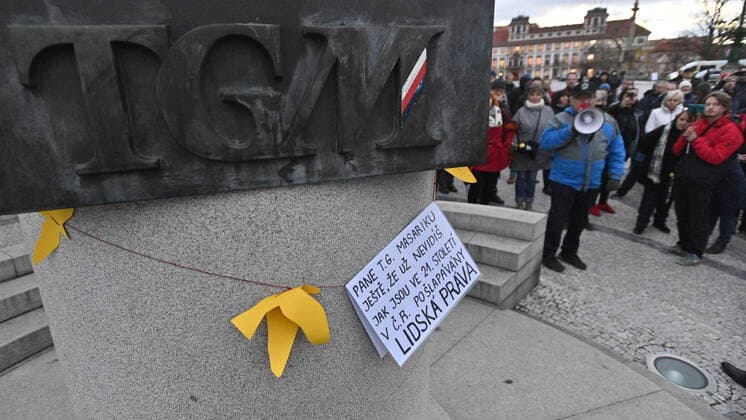 People joined a march against the government COVID-19 restrictions organised by the We Will Open Czechia-Dog Croaked movement in Prague, Czech Republic, November 22, 2021. (CTKxPhoto MichalxKamaryt) CTKPhotoP2021112206924 