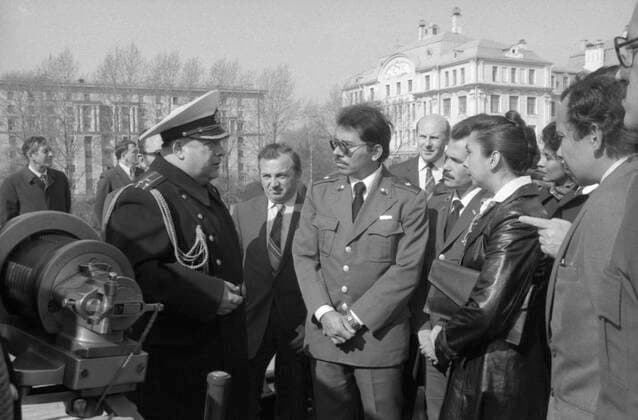 Nicaraguan delgation headed by Ortega visits USSR 6699060 17.05.1982 The state delegation of the Republic of Nicaragua headed by Daniel Ortega, center, coordinator of the Council of the Sandinista National Liberation Front (FSLN). The delegation visits the Aurora cruiser during their stay in Leningrad. Vyasheslav Runov Russia  Copyright: xVyasheslavxRunovx