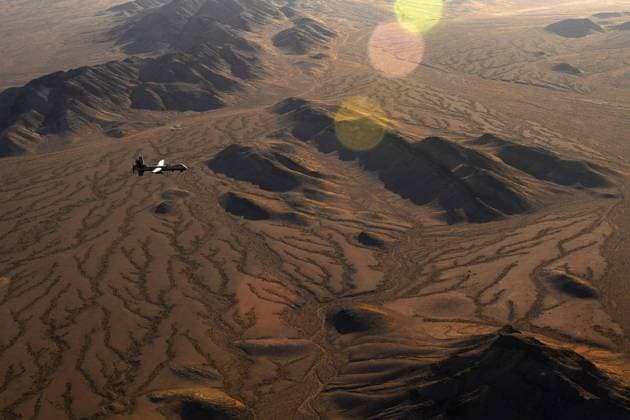 STYLELOCATIONA U.S. Air Force MQ-9 Reaper unmanned aerial vehicle flies a training mission over the Nevada Testing and Training Range, July 15, 2019 near Las Vegas, Nevada. Indian Springs United States of America - ZUMAp138 20190715_zaa_p138_026 Copyright: xSsgt.xJamesxThompson UsxAirx
