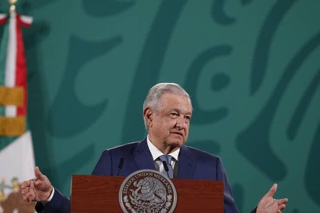 The President of Mexico, Andres Manuel Lopez Obrador, speaks during a press conference at the National Palace in Mexico City, Mexico, 23 November 2021. Lopez Obrador assured this Tuesday that the recent agreement that declares the main Government works as national security issues simply serves to expedite procedures and not to avoid accountability. Lopez Obrador defends the agreement that protects his megaprojects !ACHTUNG: NUR REDAKTIONELLE NUTZUNG!  Copyright: xMarioxGuzmanx MEX7778 20211123-894c10d4acf0a4f6028d0694c12e2bb70cae095e