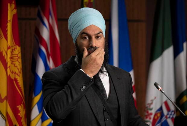 November 24, 2021, Ottawa, on, Canada: New Democratic Party leader Jagmeet Singh listens to a reporters question during a news conference in Ottawa, Wednesday, Nov. 24, 2021. Ottawa Canada  - ZUMAc35_ 20211124_zaf_c35_055 Copyright: xAdrianxWyldx