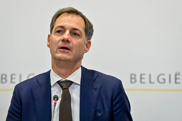 Prime Minister Alexander De Croo pictured during a press conference after a meeting of the consultative committee with ministers of the Federal government, the regional governments and the community governments, to discuss the rising Covid-19 infections, Friday 26 November 2021 in Brussels.  DIRKxWAEM 3143821