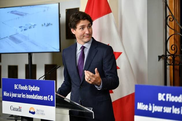 November 26, 2021, Victoria, BC, Canada: December 26, 2021 - Victoria, BC, Canada - Canadian Prime Minister Justin Trudeau addresses the media at the Legislative Assembly of British Columbia in Victoria, BC, Canada. Victoria Canada - ZUMAm115 20211126_zap_m115_002 Copyright: xMikexMastrandreax
