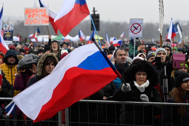 Demonstration against government lockdown rules in form of Freedom Festival, organised by Lets Open Czechia - DOG Croaked movement took place at Letna plain, Prague, Czech Republic, on Sunday, November 28, 2021. (CTKxPhoto OndrejxDeml) CTKPhotoP2021112804052 