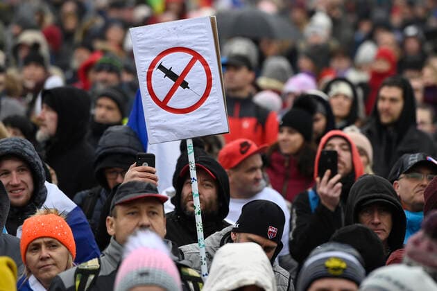Demonstration against government lockdown rules in form of Freedom Festival, organised by Lets Open Czechia - DOG Croaked movement took place at Letna plain, Prague, Czech Republic, on Sunday, November 28, 2021. (CTKxPhoto OndrejxDeml) CTKPhotoP2021112804066 
