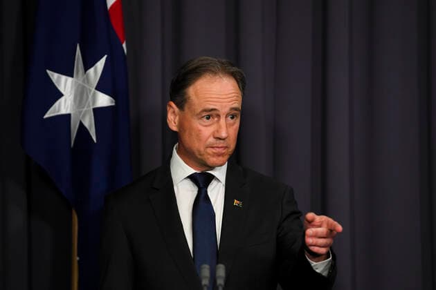 GREG HUNT COVID19 OMICRON PRESSER, Australian Health Minister Greg Hunt speaks to the media during a press conference at Parliament House in Canberra, Monday, November 29, 2021. ( NO ARCHIVING, EDITORIAL USE ONLY, NO USE IN BOOKS WITHOUT CONSENT CANBERRA ACT AUSTRALIA  Copyright: xLUKASxCOCHx 20211129001601246973