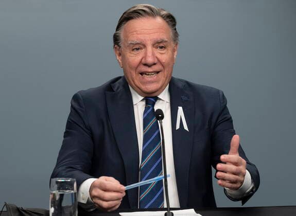 November 30, 2021, QUEBEC, PQ, Canada: Quebec Premier Francois Legault announces an operation to obtain more manpower, Tuesday, November 30, 2021 in Quebec City. QUEBEC Canada  - ZUMAc35_ 20211130_zaf_c35_021 Copyright: xJacquesxBoissinotx