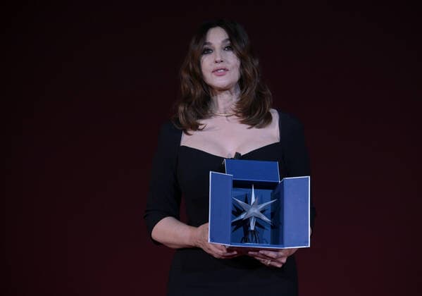 Turin, Monica Bellucci Stella della Mole award Turin Film Festival 2021 photocall with the presentation of the film THE GIRL THE FOUNTAIN by director Antongiulio Panizzi attended by Enzo Ghigo pres MNC, Domenico De Gaetano director MNC In the photo: Monica Bellucci Dolce & Gabbana dress Cartier jewelry  Copyright: xNickxZonnax xIPAx xNickxZonnax