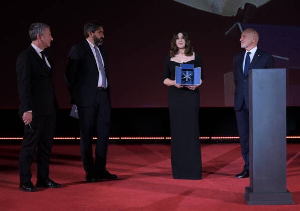 Turin, Monica Bellucci Stella della Mole award Turin Film Festival 2021 photocall with the presentation of the film THE GIRL THE FOUNTAIN by director Antongiulio Panizzi attended by Enzo Ghigo pres MNC, Domenico De Gaetano director MNC In the photo: Monica Bellucci Dolce & Gabbana dress Cartier jewelry  Copyright: xNickxZonnax xIPAx xNickxZonnax