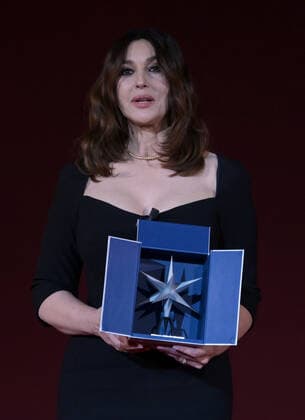 Turin, Monica Bellucci Stella della Mole award Turin Film Festival 2021 photocall with the presentation of the film THE GIRL THE FOUNTAIN by director Antongiulio Panizzi attended by Enzo Ghigo pres MNC, Domenico De Gaetano director MNC In the photo: Monica Bellucci Dolce & Gabbana dress Cartier jewelry  Copyright: xNickxZonnax xIPAx xNickxZonnax