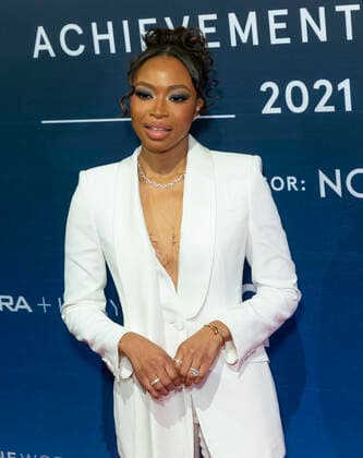 NY: 2021 FN Achievement Awards Titi Adesanya wearing dress by Alexander McQueen attends 2021 Footwear News Acheivement Awards at Casa Cipriani South Seaport New York New York United States Copyright: LevxRadin