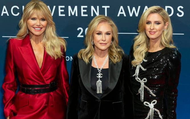 NY: 2021 FN Achievement Awards Christie Brinkley, Kathy Hilton, Nicky Hilton attend 2021 Footwear News Acheivement Awards at Casa Cipriani South Seaport New York New York United States Copyright: LevxRadin