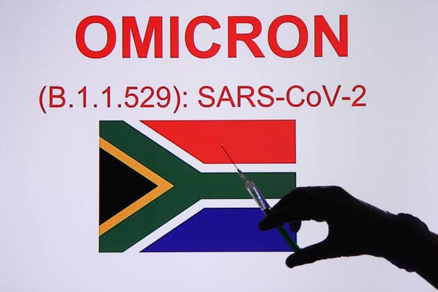 Wind theme image Omicron, Omicron variant, mutant, new virus variant of coronavirus from South Africa, Omicron theme image Omicron, Omicron variant, mutant, new virus variant of coronavirus from South Africa, Omicron Omicron, Omicron, SARS Cov 2, B 1 1 529, coronavirus, silhouette with syringe and gloves, finger, vaccine Copyright: xFleigx xEibner-Pressefotox EP_dfg