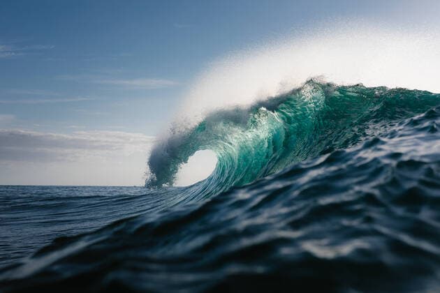 Creative Highlights World Powerful foamy sea waves rolling and splashing over water surface against cloudy blue sky JairoDiaz_WavesMisc_1.jpg Copyright: xJairoxDiazx Model Released