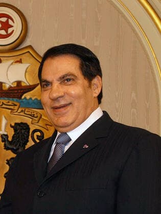 Zine El Abidine Ben Ali (born 3 September 1936) was the second President of the Tunisian Republic. He held the office from 7 November 1987, until he was forced to step down and flee the country on 14 January 2011. Ben Ali was appointed Prime Minister in October 1987, and assumed the Presidency in November 1987 in a bloodless coup d Ã tat from then President Habib Bourguiba, who was declared incompetent. Ben Ali was subsequently re-elected with enormous majorities at every election, the final time being 25 October 2009. Following the Tunisian Revolution, he fled to Saudi Arabia. Photo November 2008, Presidencia de la Nacion Argentina. Supplier:xCPAxMediaxCo.xLtd. 1060_05_CPA0007504