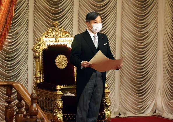 December 6, 2021, Tokyo, Japan - Japanese Emperor Naruhito delivers an opening oath at the opening ceremony of the Diet at the National Diet in Tokyo on Monday, December 6, 2021. Japanese government submitted a record 36 trillion yen supplementary budget to the Diet.  , aflo_176080668.jpg,
