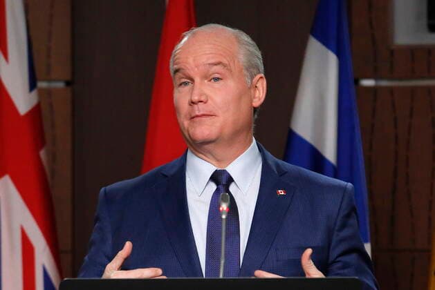 December 6, 2021, Ottawa, ON, Canada: Conservative leader Erin O Toole responds to a question during a news conference on Parliament Hill in Ottawa on Monday, December 6, 2021. Ottawa Canada  - ZUMAc35_ 20211206_zaf_c35_014 Copyright: xPatrickxDoylex