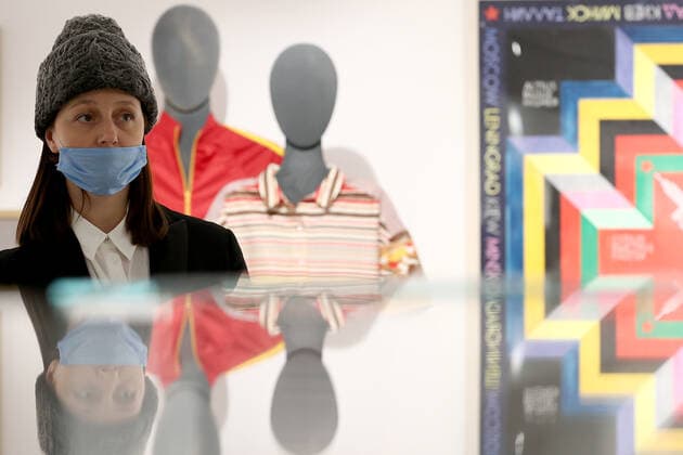 MOSCOW, RUSSIA â€“ DECEMBER 6, 2021: A woman visits an exhibition titled The History of Russian Design â€“ The Best of 1917-2022 and held at the New Tretyakov Gallery, the first to feature a vast collection of the Moscow Design Museum. Artyom Geodakyan TASS  TS11AE32
