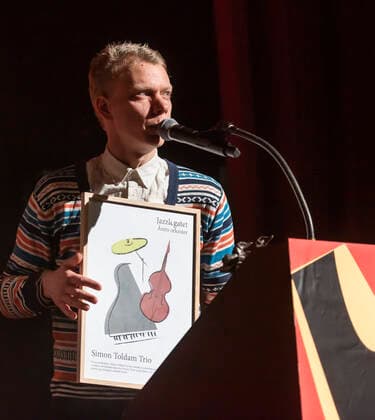 DMA Jazz 2021 Simon Toldam Trio wins Jazzlegatet 2021 AArets Orkester Simon Toldam th thanks for the award at the Danish Music Awards Jazz 2021 at Bremen Teater in Copenhagen 6 December 2021, Copenhagen  Copyright: TorbenxChristensen TorbenxChristensenx COP200 spdk20211207-021407-L