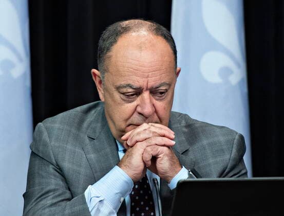 December 7, 2021, QUEBEC, PQ, Canada: Quebec Health Minister Christian Dube ponders a questions during a news conference on the COVID-19 pandemic, Tuesday, December 7, 2021 at the legislature in Quebec City. QUEBEC Canada  - ZUMAc35_ 20211207_zaf_c35_041 Copyright: xJacquesxBoissinotx