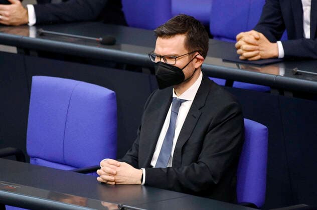 Marco Buschmann at the 5 session of the German Bundestag with the election of the new Chancellor in the Reichstag building Berlin, 08 12 2021 Foto:xF.xKernx xFuturexImage