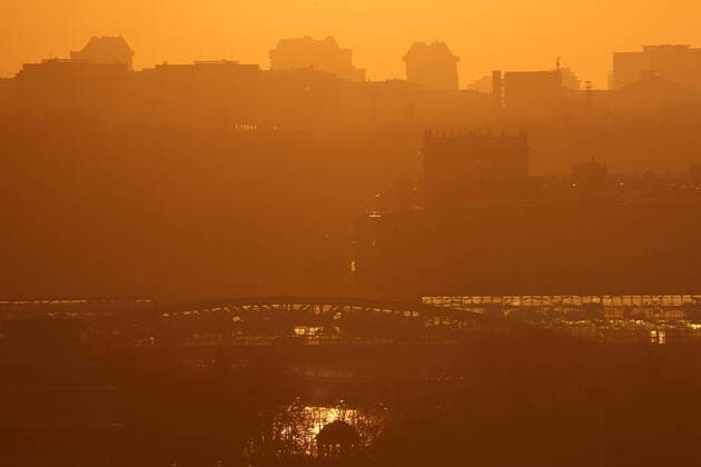 MOSCOW, RUSSIA - DECEMBER 9, 2021: A view of buildings in southwestern Moscow during golden hour. Alexander Shcherbak TASS  TS11B414