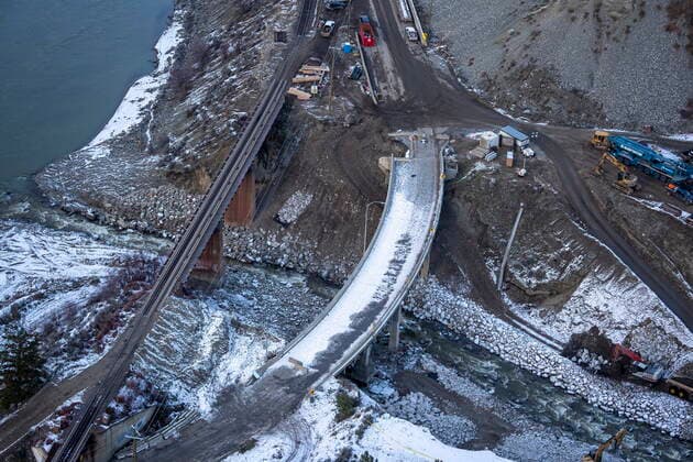 December 9, 2021, SPENCES BRIDGE, BC, CANADA: A section of Highway 1 and a bridge are seen washed out due to floods near Spences Bridge, B.C. Thursday, December 9, 2021. SPENCES BRIDGE CANADA  - ZUMAc35_ 20211209_zaf_c35_112 Copyright: xJonathanxHaywardx