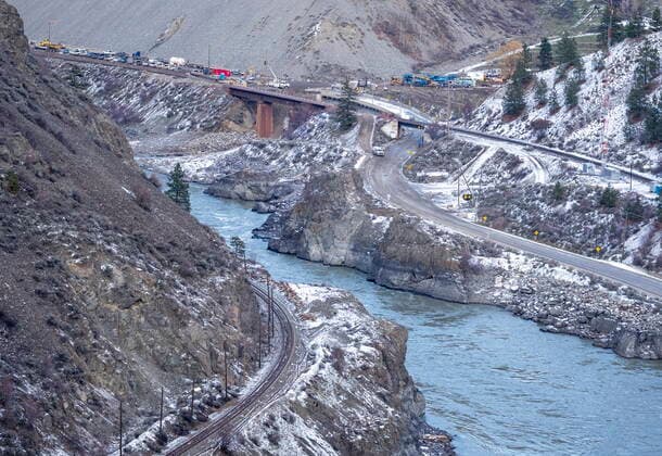 December 9, 2021, SPENCES BRIDGE, BC, CANADA: A section of Highway 1 and a bridge are seen washed out due to floods near Spences Bridge, B.C. Thursday, December 9, 2021. SPENCES BRIDGE CANADA  - ZUMAc35_ 20211209_zaf_c35_113 Copyright: xJonathanxHaywardx