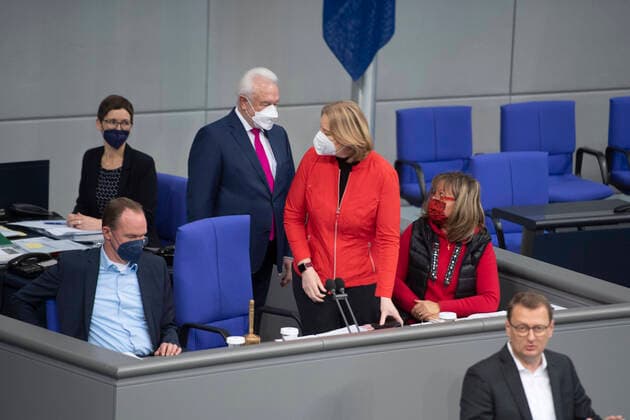 Change of Presidium, Baerbel BAS, Bärbel, President of the Bundestag, and Wolfgang KUBICKI, Vice President of the Bundestag, 6 Plenary Session of the German Bundestag, German Bundestag in Berlin, Germany 09 12 2021