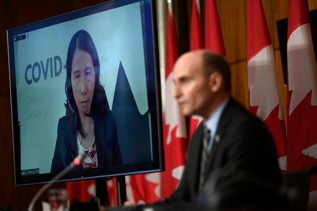 December 10, 2021, Ottawa, ON, CAN: Chief Public Health Officer of Canada Dr. Theresa Tam is seen via videoconference as Minister of Health Jean-Yves Duclos speaks during an update on the governmentöÄÃ s response to the COVID-19 pandemic in Ottawa, on Friday, Dec. 10, 2021. Ottawa CAN  - ZUMAc35_ 20211210_zaf_c35_030 Copyright: xJustinxTangx