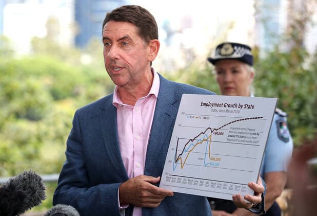 CAMERON DICK PRESSER, Queensland Treasurer Cameron Dick speaks at a press conference in Brisbane, Sunday, December 12, 2021. Queensland will prepare to open its borders to COVID hotspots from 1am tomorrow. ( NO ARCHIVING, EDITORIAL USE ONLY, NO USE IN BOOKS WITHOUT CONSENT BRISBANE QUEENSLAND AUSTRALIA  Copyright: xJONOxSEARLEx 20211212001605789593