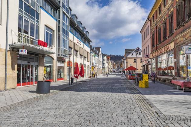 SONNEBERG, GERMANY - CIRCA APRIL, 2021: The townscape of Sonneberg, Thuringia, Germany.