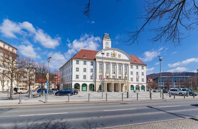 SONNEBERG, GERMANY - CIRCA APRIL, 2021: Townhall of Sonneberg, Thuringia, Germany.